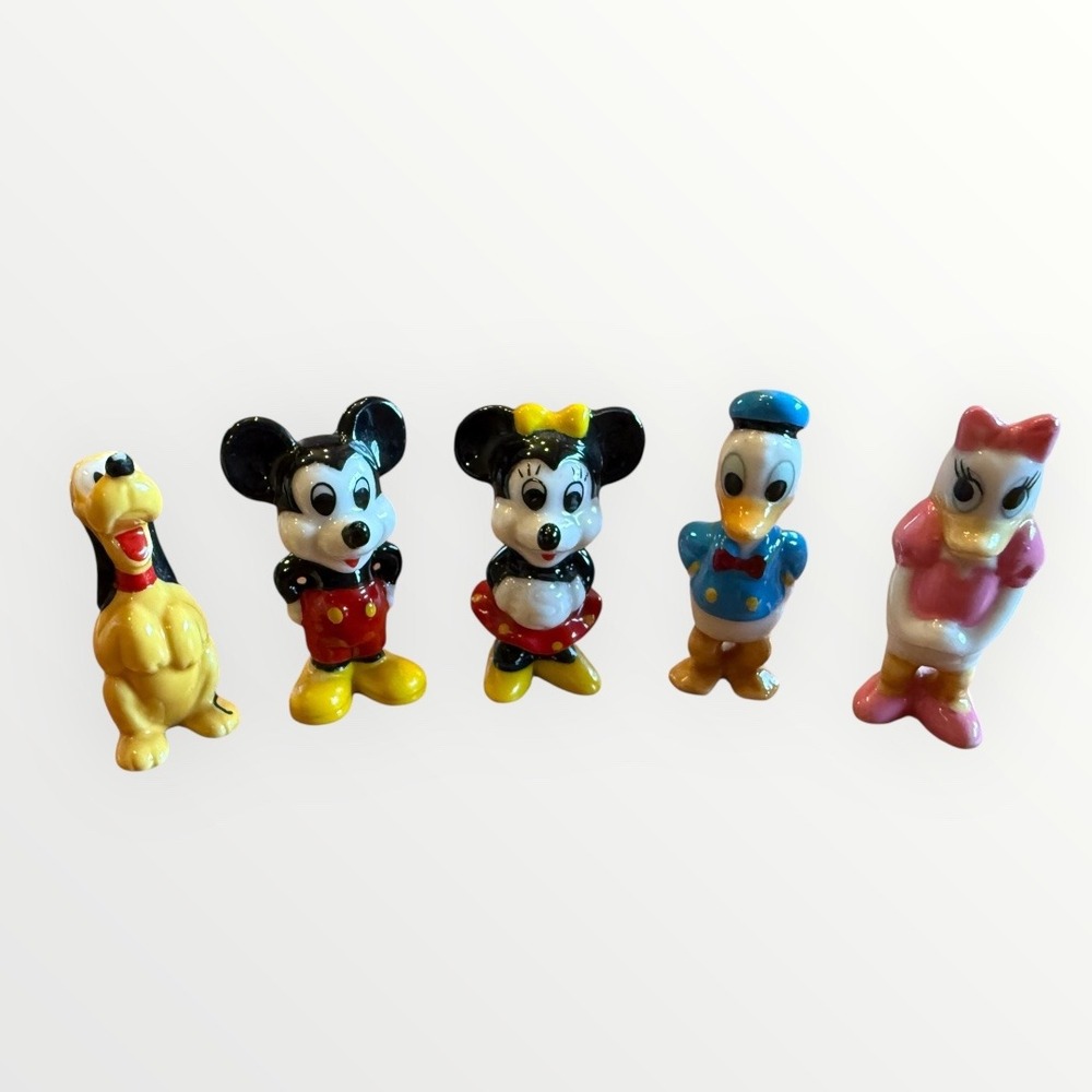 Vintage Disney Mickey Minnie Pluto Donald Daisy Ceramic Figurines Taiwan